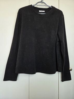 SUZY Shier Women's XL Black Crewneck Long Sleeve Soft Feel Fleece Style Top